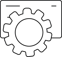 Settings Icon Vector: Gear on Document, Outline Style, Configuration, Options, Preferences, Customization, Technical Support