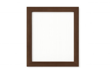 Wooden picture frame mockup with blank white canvas, displaying artwork or text, including transparent background