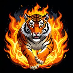 Tiger in fiery ring
