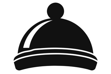 Monochrome winter hat silhouette with a pompom atop and two white stripes around it