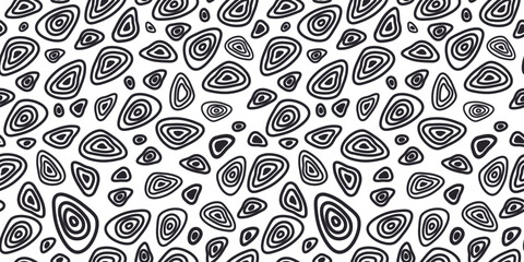 Fototapeta premium Abstract black and white pattern. Seamless background. Shapes, linear drawings, vector texture.