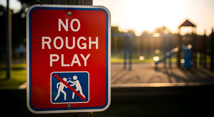 Sign Denying Playgrounds Violence, Demonstrating Safe Environment Rule Regulations