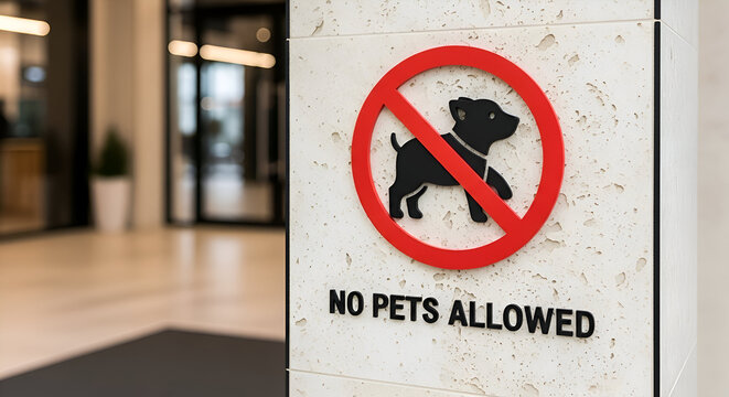 Sign Showing No Pets Permitted Within Property Boundaries For Safety and Cleanliness