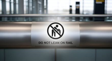 Signage Advising Not To Lean On Railing In Public Spaces, A Modern Safety Concept
