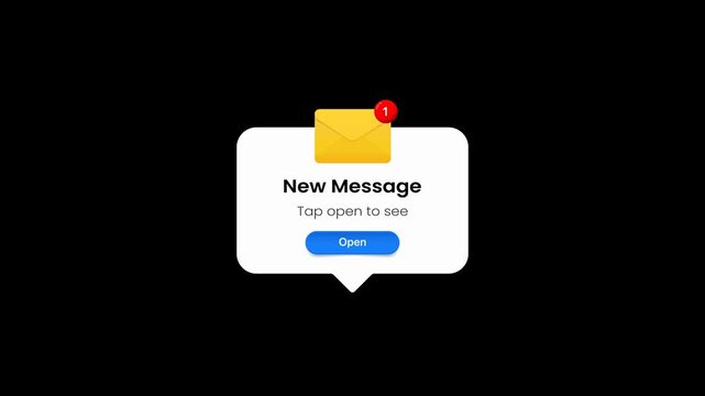 new message notification popup animation on transparent