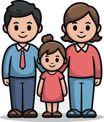 Obraz premium Happy Family Cartoon Illustration