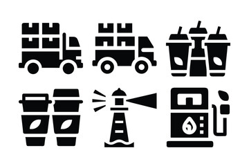 Delivery and Travel Icon Set Modern Transportation and Convenience Symbols Collection