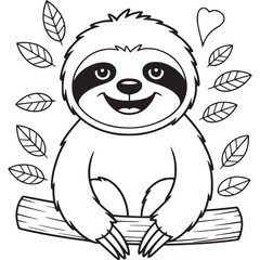 Obraz premium Vector art of cute sloth sitting on a branch