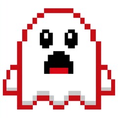 Obraz premium Cute pixel art ghost with red outline for halloween themes