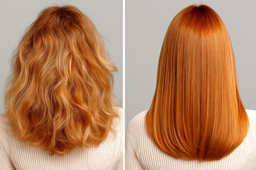 縮毛矯正ビフォーアフター：自然なストレートヘア