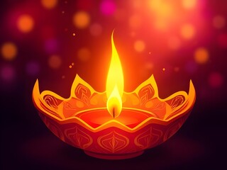 Decorated Oil Lamp with Bright Flame and Warm Glow