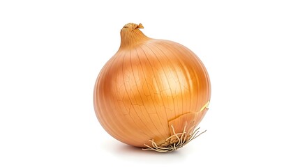 Fresh, golden onion with delicate roots, perfect for culinary inspiration and healthy eating.