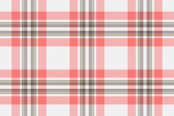 Fur pattern vector background, deluxe texture check fabric. Decorative seamless textile plaid tartan in white and red colors.