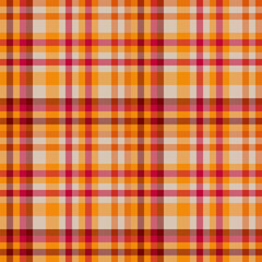 Warm plaid pattern with autumnal hues. Classic tartan design evokes comfort and tradition. Ideal for backgrounds, textiles, and seasonal designs.