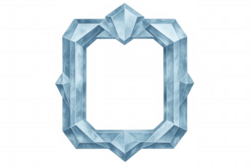 Ice crystal frame, cold winter border, frozen texture element for game ui design, winter holidays concept