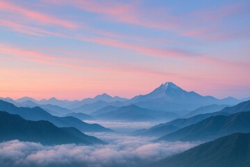 Obraz premium A Majestic Mountain Range Awakens in a Spectacular Display of Pink and Blue Hues