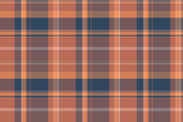 Mens shirt tartan background vector, quality texture check fabric. Product plaid seamless pattern textile in orange and pastel colors.