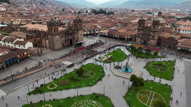 CUSCO ARMS SQUARE WITH WARACHICUY PARADE, PLAZA DE ARMAS DEL CUSCO