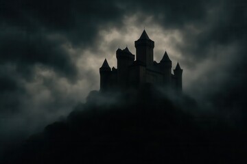 Obraz premium A Gothic Castle Shrouded in Mist
