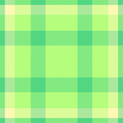 National check tartan textile, cut out vector background texture. Dining room plaid fabric seamless pattern in green and light colors.