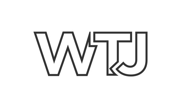 WTJ logo design template with strong and modern bold text. Initial based vector logotype featuring simple and minimal typography. Trendy company identity.