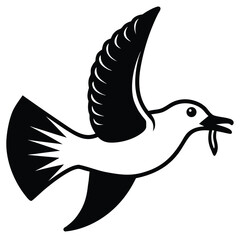 Obraz premium flying gull with fish vector art