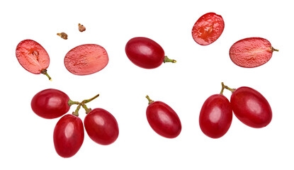 red grapes berries isolated on white background. macro. with clipping path