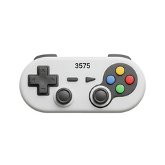 3d icon of a white video game controller with colorful buttons, isolated on transparent background