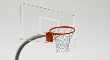 Minimal basketball hoop and backboard isolated on white, modern studio look.