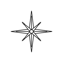 Outline of eight pointed star with circle silhouette