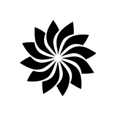 Black floral swirl graphic design art on transparent background silhouette