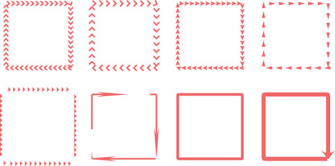 Collection of decorative vector frames in pink coral color design