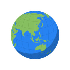 Asia Globe map flat icon. Asia globe icon isolated on white background. Vector illustration