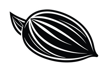 Stylized black sunflower seed with sharp details and curved lines for modern design