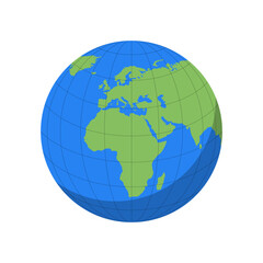 Europe and Africa Globe map icon. Europe and Africa flat icon isolated on white background. Vector illustration