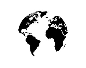 World globe silhouette isolated on white background.