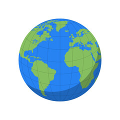 World Globe flat icon. Earth icon isolated on white background. Vector illustration