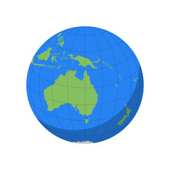 Oceania Globe map flat icon. Oceania Globus icon isolated on white background. Vector illustration