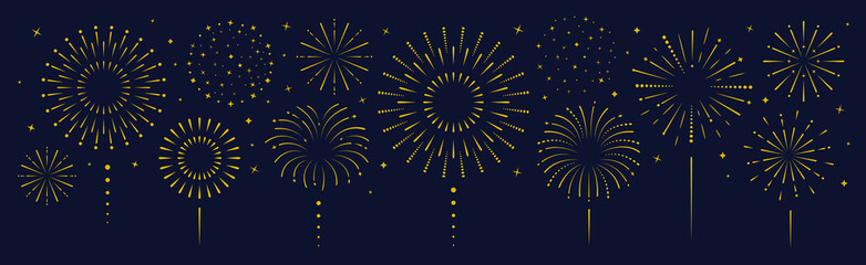 Fireworks background for banner, poster design. Independence, celebration, anniversary, birthday, new year templates. Vector illustration