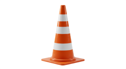 Orange traffic cone isolated, PNG 