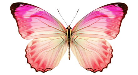 A beautiful pink and white butterfly with delicate patterned wings is displayed showing its intricate details and elegant symmetry in nature's art