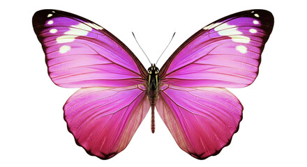 Obraz premium A beautiful iridescent pink and purple butterfly displays its vibrant wings showcasing intricate patterns of white spots and delicate textures perfect for nature inspiration