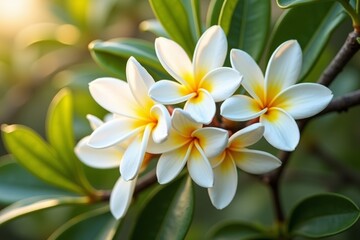 Close-up capture of white neroli blossoms on a vivid orange tree branch.