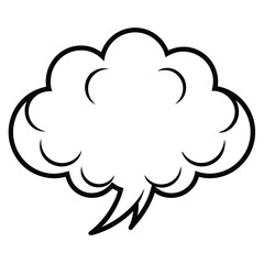 A puffy comic speech balloon shows black outline and blank white space for messages