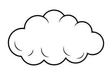 Isolated cartoon cloud with dark outline makes a statement against a bright white background