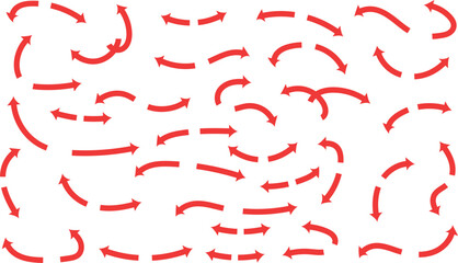 Red arrows in various shapes on a white background graphic resource