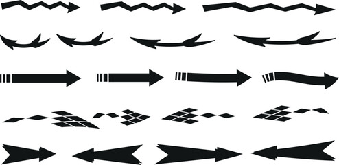 Set of different arrows in black color on white background