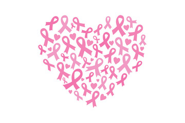 Heart Shape Composed of Pink Awareness Ribbons Art For T Shirt Design