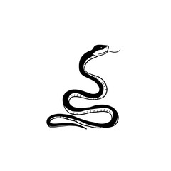 Rattlesnake. Rattlesnake simple black and white line art vector logo
