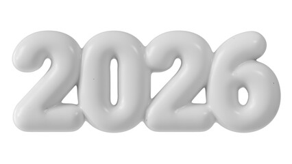 New Year holidays event background, white balloon 2026 numbers, 3d render